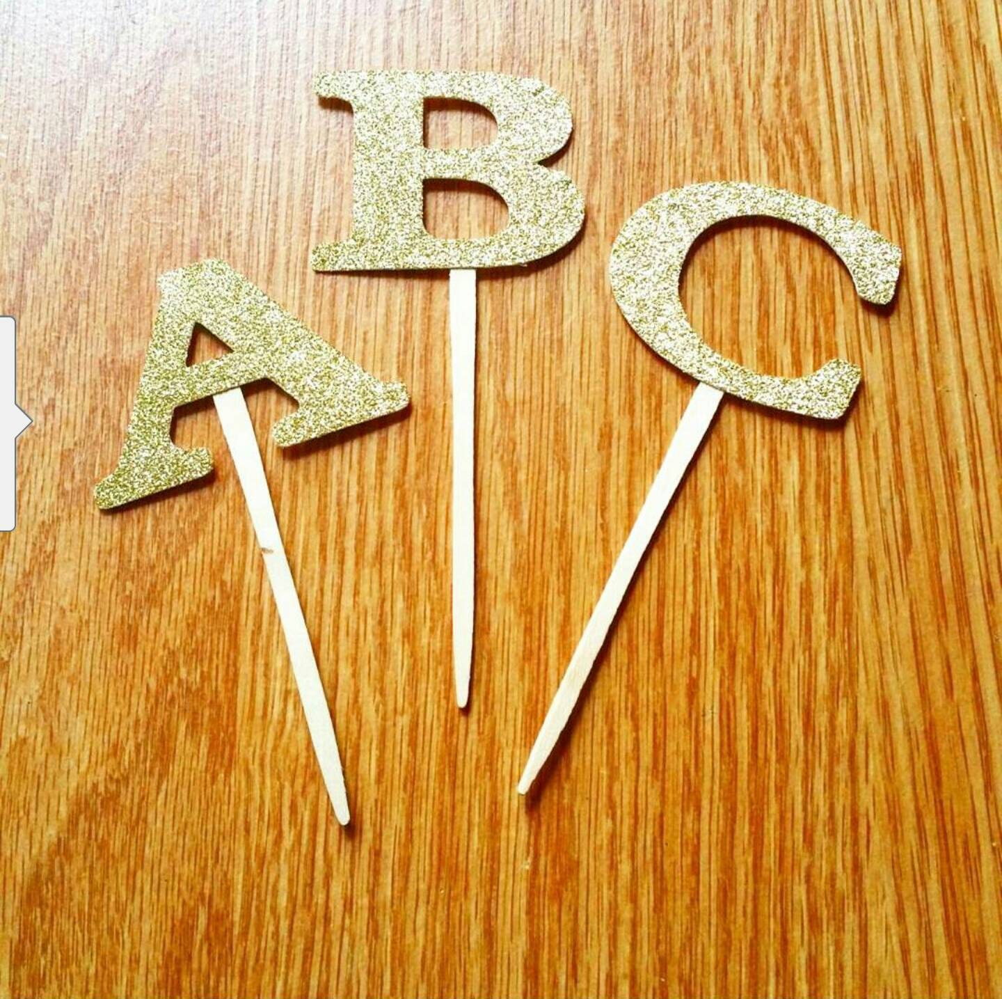 Gold Cupcake Letter Toppers Glitter Cupcake Letter Toppers