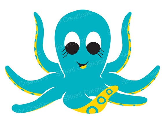 Cute Octopus Nautical Clipart Under the by ...