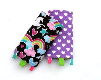 Tula Dear Diary Drool Pad Set, Unicorns, Rainbows, Reversible Drool Pads, Strap Covers, Reach Straps, Baby Wearing, Baby Carrier