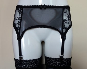 Chloe Mesh and Lace Garter Belt