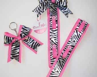 Cheer bow holder for cheer bows with bow key chain, bow key chains, bow organizer, cheerleading accessory, bow display, cheer, wall decor