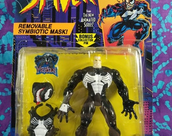 90's Toy ~ Spider-Man ~ Venom II ~ The Animated Series ~ Marvel Comics ~ NIB ~ Action Figure ~ Mask ~ Collector Pin ~ My Nostalgic Life