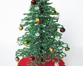 Beaded Christmas Tree, Miniature Christmas Tree, Tabletop Christmas Tree, Holiday Tabletop Decor, Christmas Centerpiece / Beaded Tree #017