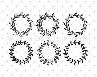 Wreaths SVG cut files, Hand drawn wreaths SVG, Wreath Monogram Frame svg cut files for Cricut and Silhouette, svg files