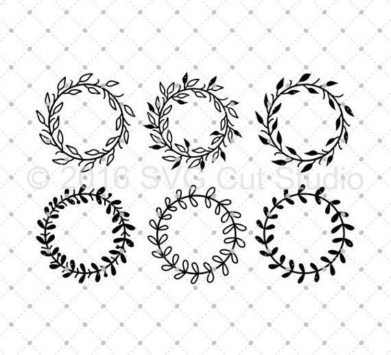 Wreaths SVG cut files Hand drawn wreaths SVG Wreath Monogram