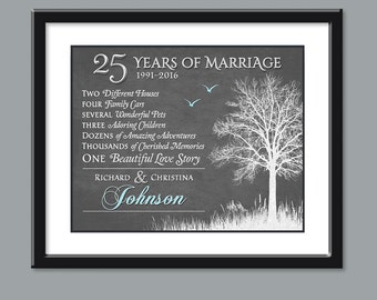 25th Anniversary Gift For Parents - Silver Anniversary Gift - 25th Wedding Anniversary Gift Personalized Anniversary Gift Custom 8x10 PRINT