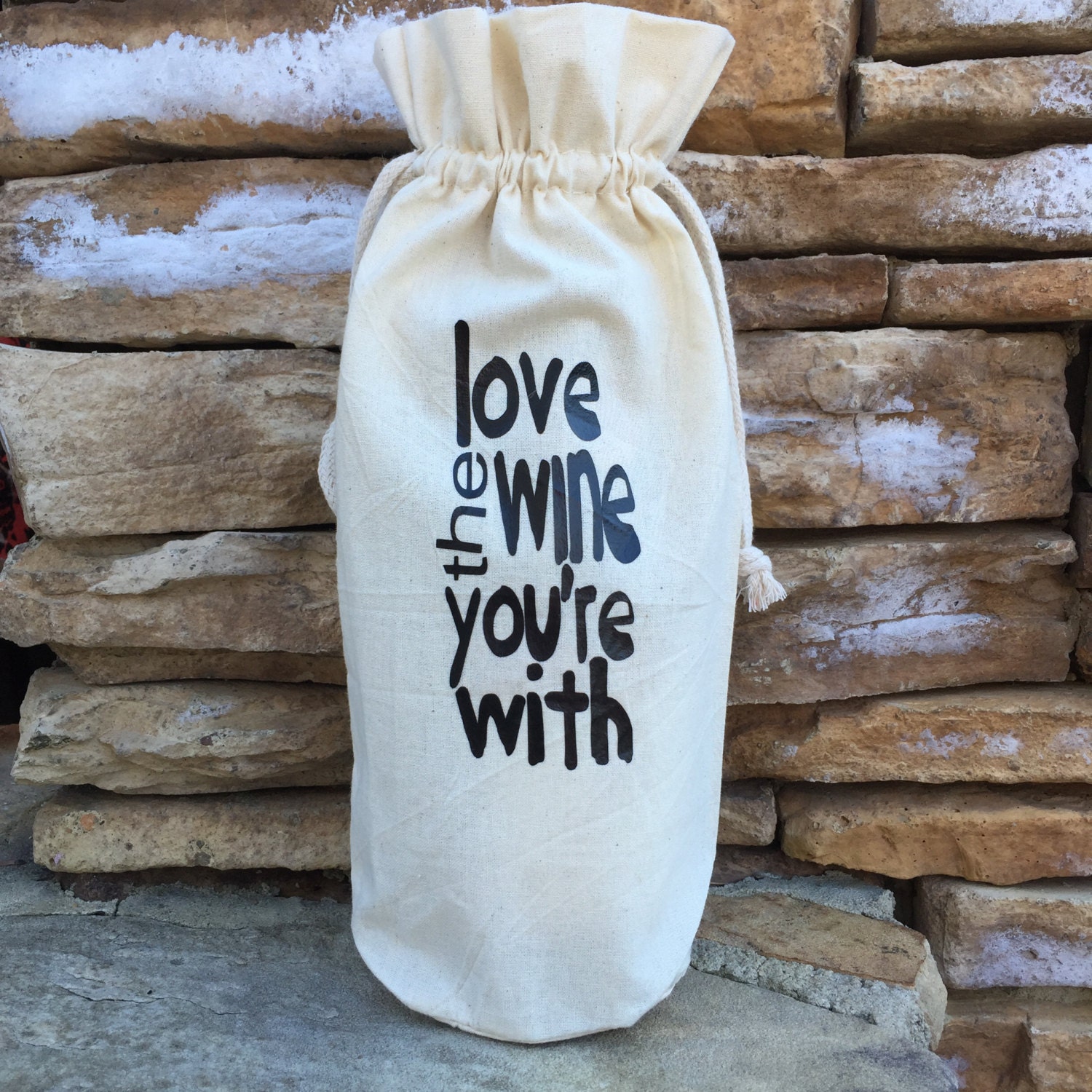 muslin wine bag love the wine funny wine quote muslin gift