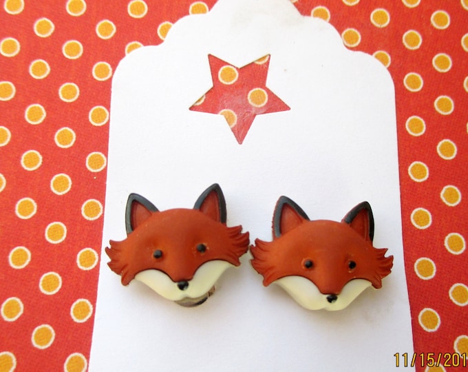 Fox earrings-Fox jewelry-Animal Earrings-woodland jewelry-childrens-clip on earrings-fox studs-teens-tweens-kids-girls-storybook earrings