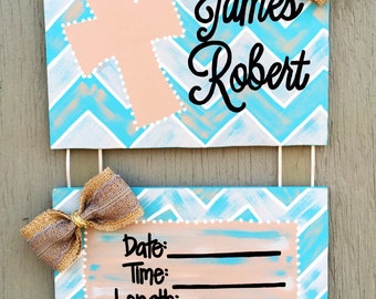 Baby Boy Door Hanger - Hospital Door Hanger - Baby Boy Cross Door Hanger