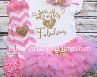 Six Months Of Fabulous | Baby Girl Outfit | 6 Month Outfit Half Birthday | Pink Gold Halfway to One Tutu Bloomer | Smash Cake Photo Shoot