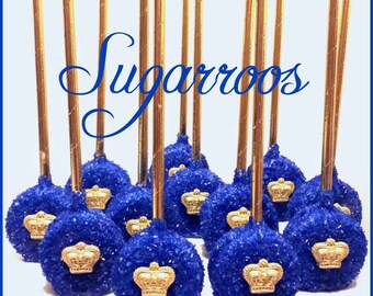 12 Royal Prince Oreo Pops Royal Blue and Gold Candy Buffet Little Prince or Princess Oreo Pops Baby Shower Christening Communion Birthday