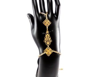 Bracciale Mano Schiavo A Catene Stratificate In Argento – Anello Al Dito – Gioielli Boho Per Donna - 2