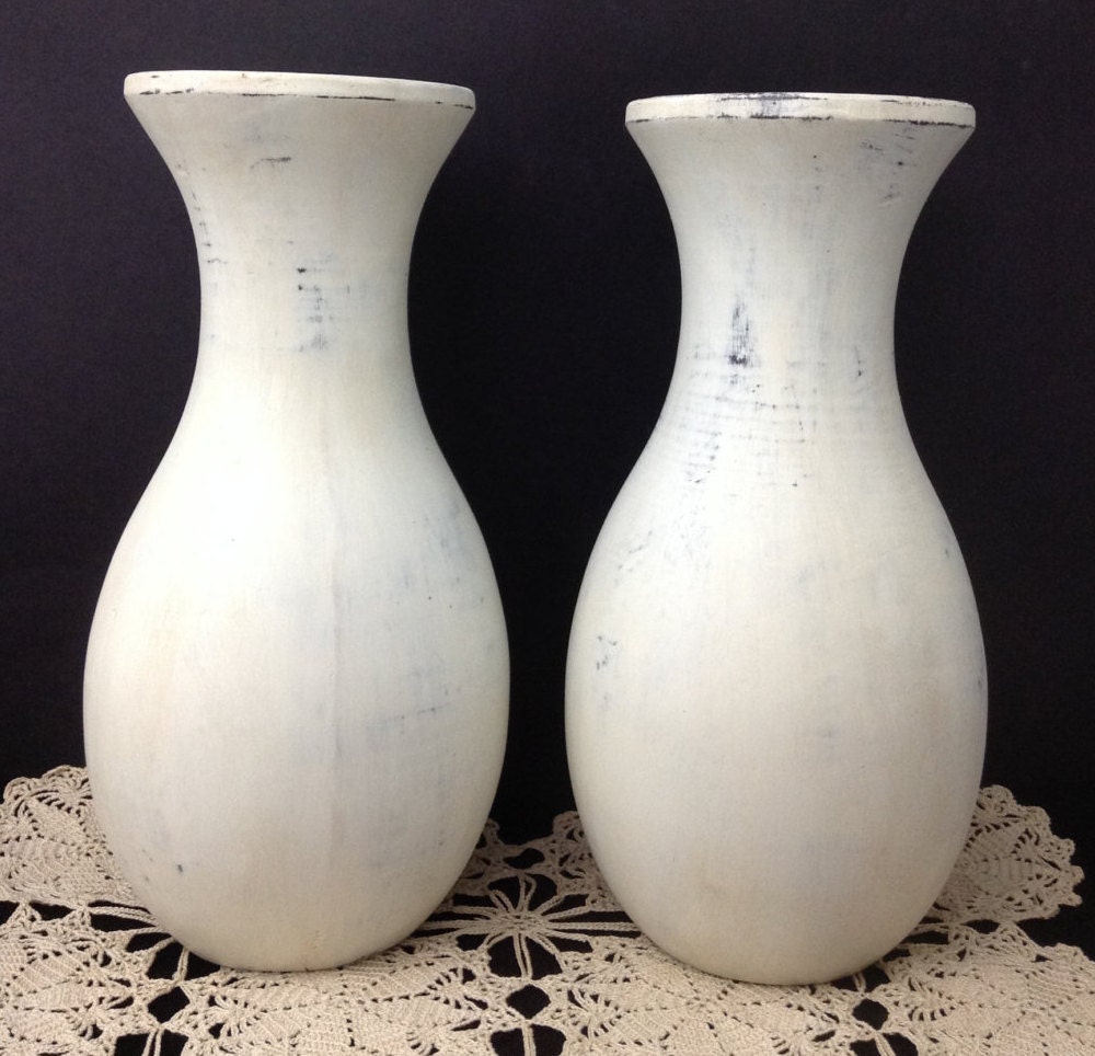 vintage wood vase pair shabby chic vase pair vase set chalk vintage wood vase pair shabby chic vase pair vase set chalk
