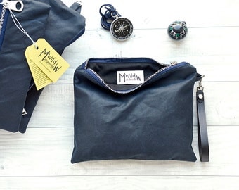 Travel Gift, Travel Bag, Graduation Gift, Waxed Canvas Bag, Wristlet, Birthday Gift, Teacher Gift, Mens Toiletry Bag, Womens Gift, Wash Bag