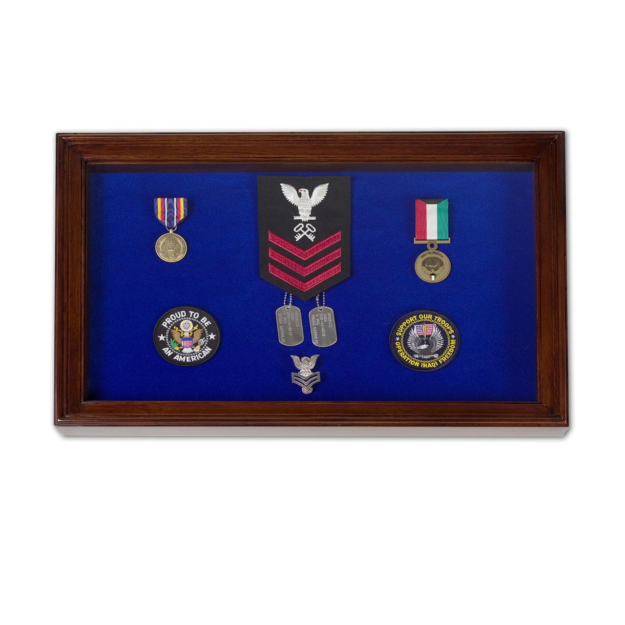 Military Medal Display Case Large Solid Mahogany