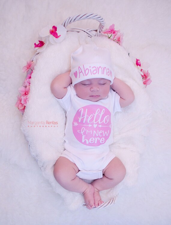 Baby shower gift..Hello I'm New Here in Pink..baby girl