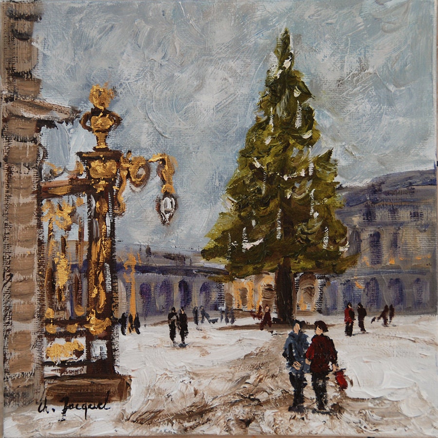 Christmas Christmas tree oil painting by ChristineJacquel on Etsy