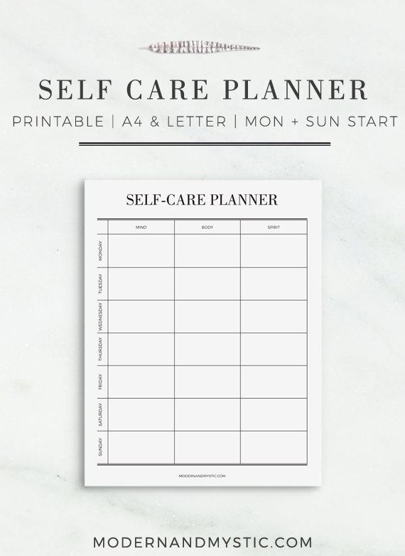 Self Care Planner Holistic Wellness Printable Wellness