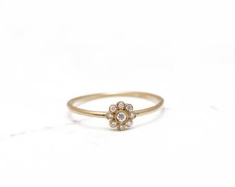 delicate engagement ring flower gold ring unique diamond rings diamond engagement rings - Small Wedding Rings delicate engagement ring flower gold ring unique diamond rings diamond engagement rings - Small Wedding Rings
