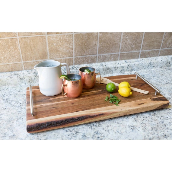 Wood Serving Board with Handles Coffee by BootleggersBohemians