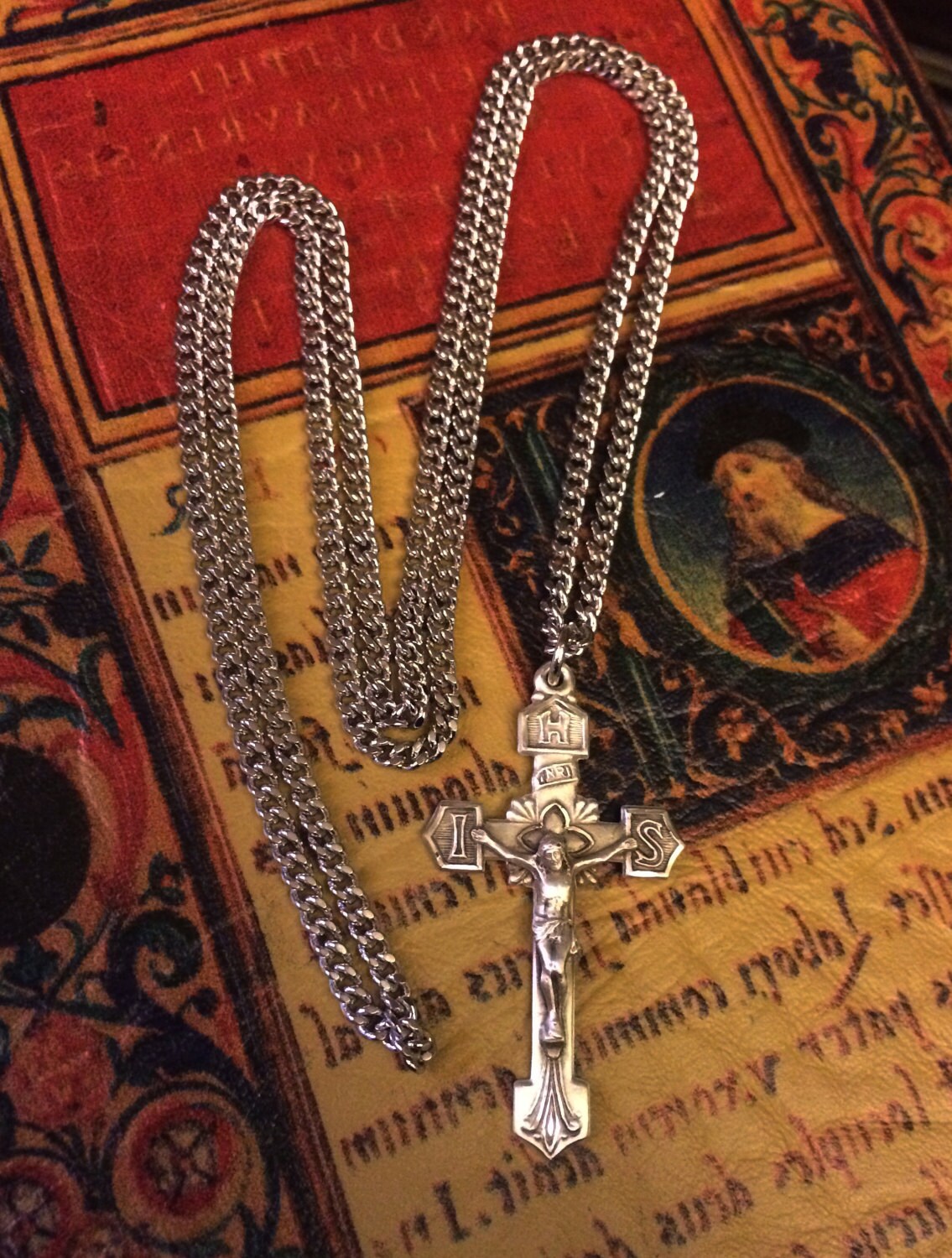Mens Sterling Crucifix Necklace with CHAIN USA MADE New First