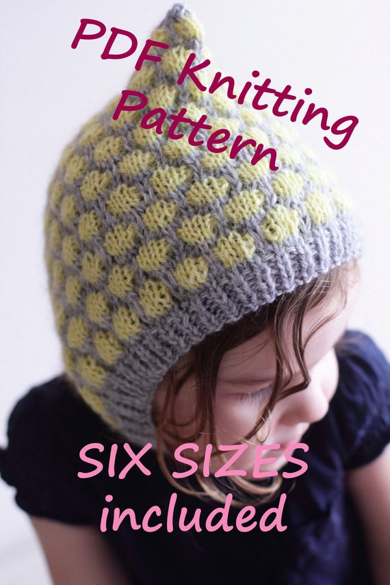 DOWNLOADABLE PDF PATTERN two color bonnet, bubble bonnet baby bonnet knitting...