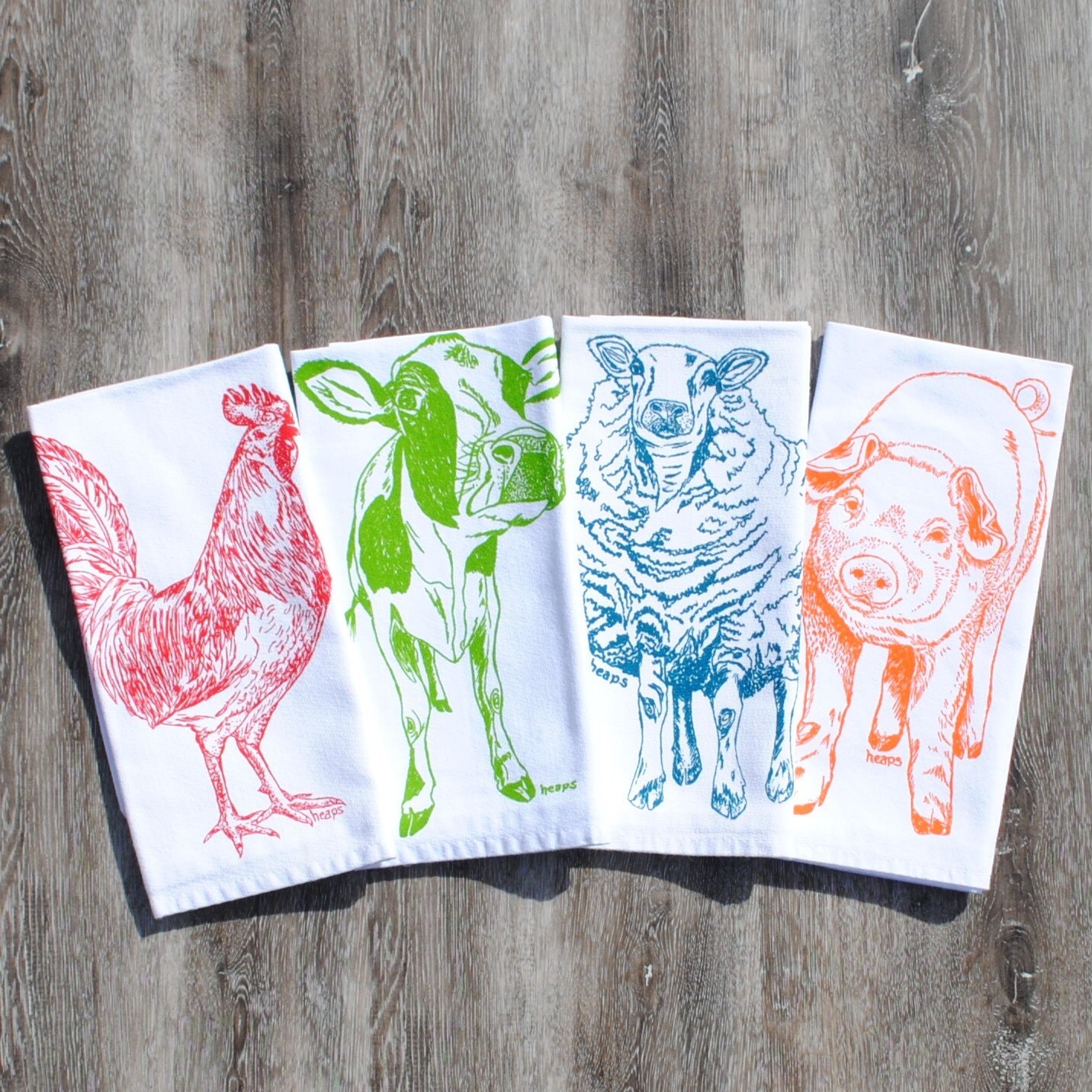 Farm Animal Cloth Napkins Screen Printed Cotton Napkins