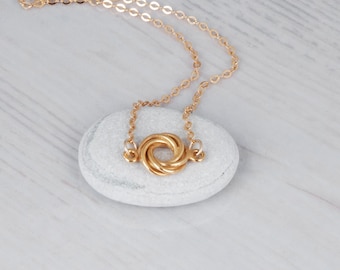 Gold Circle Necklace, Delicate Rose Gold Necklace, Infinity Circle necklace, Karma Necklace, Silver Circle Necklace, Tiny Sideways Necklace