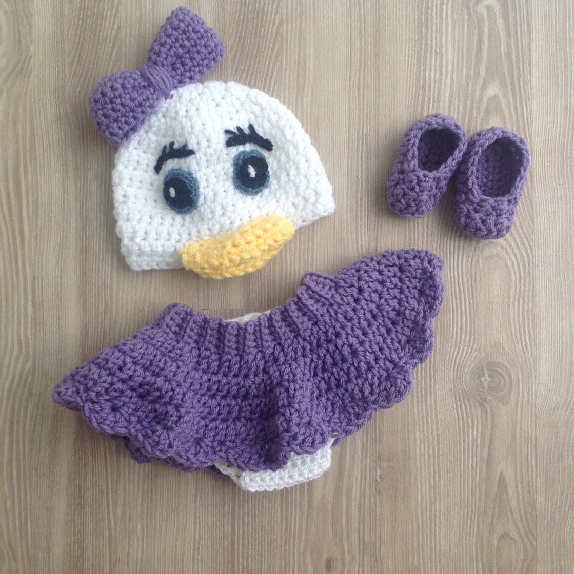 Daisy Duck Hat diaper cover and slipper outfit photo prop