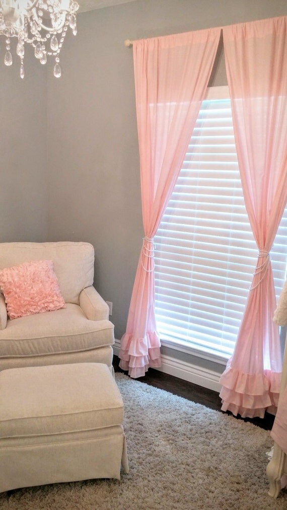 Ruffle Curtains Light Pink