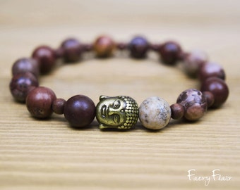 Ladies Buddha Bracelet with Apache Jasper for Grounding & Protection | Meditation Bracelet Spiritual Jewellery Buddha Jewelry Yoga Bracelet