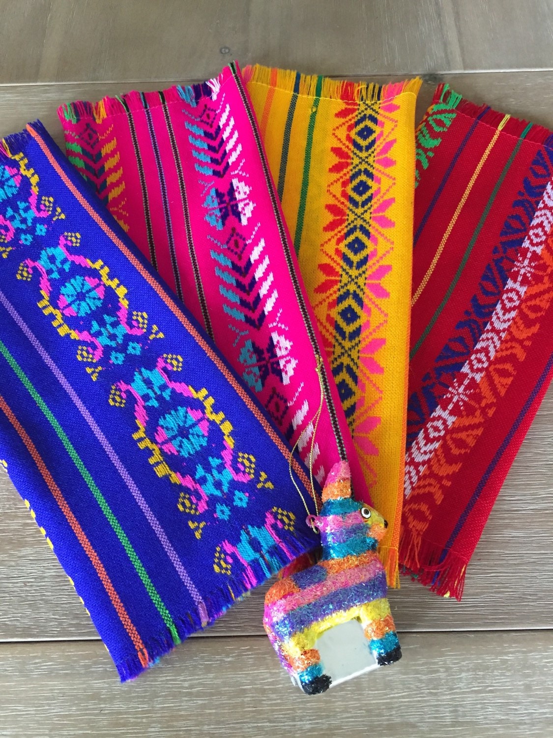 Mexican napkins bulk set of 6. Assorted colors Fiesta by MesaChic