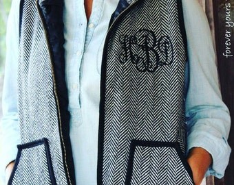 Monogrammed Herringbone Vest