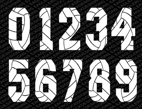 Download Volleyball Numbers SVG DXF EPS Cut File for Cameo and Cricut