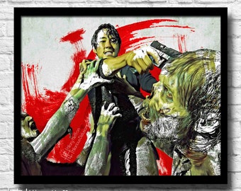 Glenn Rhee Comic Painting Digital Art Print, The Walking Dead