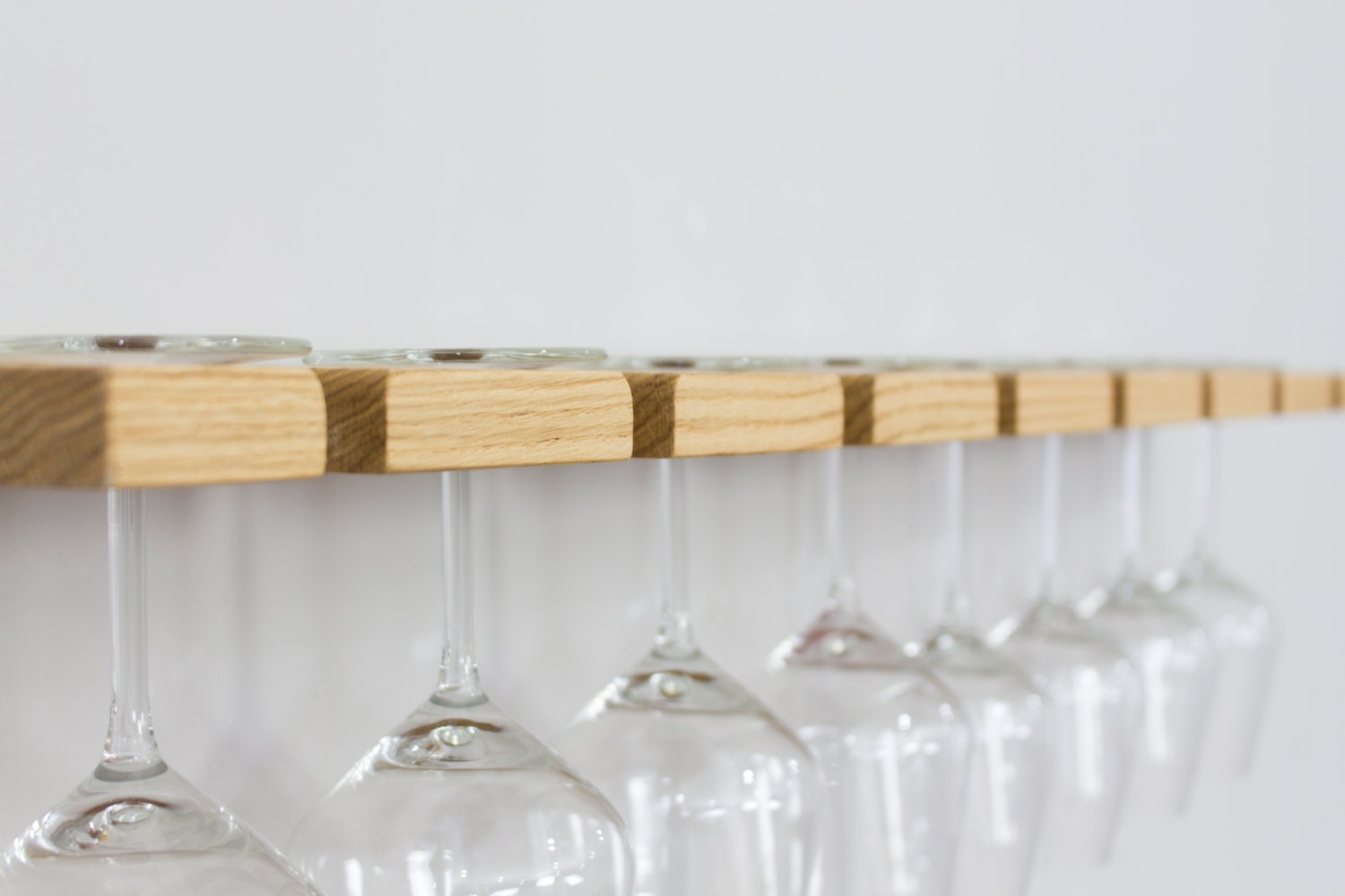 Oak Wall Mounted Wine Glass Rack Floating Oak Wine Rack
