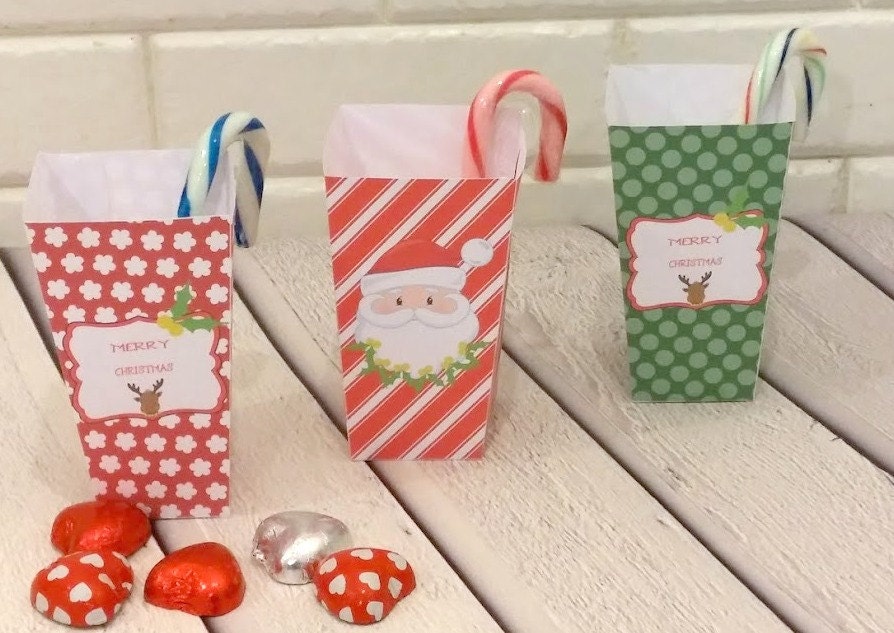 Mini popcorn box printable-3 Christmas popcorn favor box-printable ...