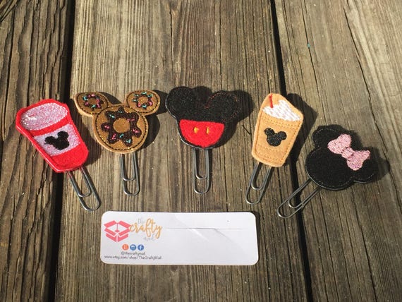 Mouse Fanatic Planner Clip/Paper Clip/Feltie Clip Set Of 5. Coffee Planner Clip. Character planner clips. Inspired planner clips