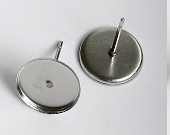 10pcs--Stainless Steel Earring Stud, for 10mm Cabochons (B47-6)