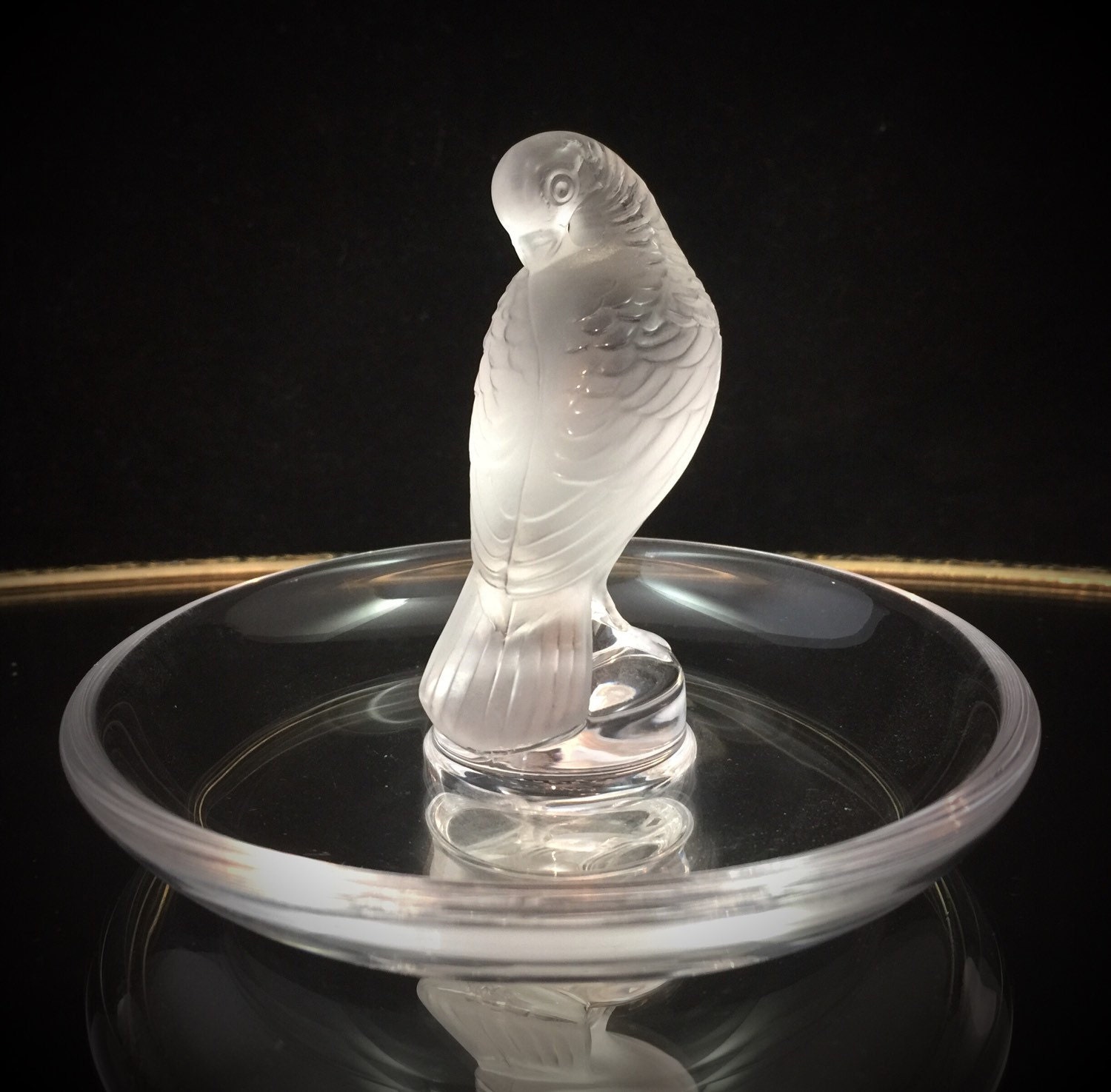 Lalique Crystal Ring Dish French Crystal Ring Holder Trinket