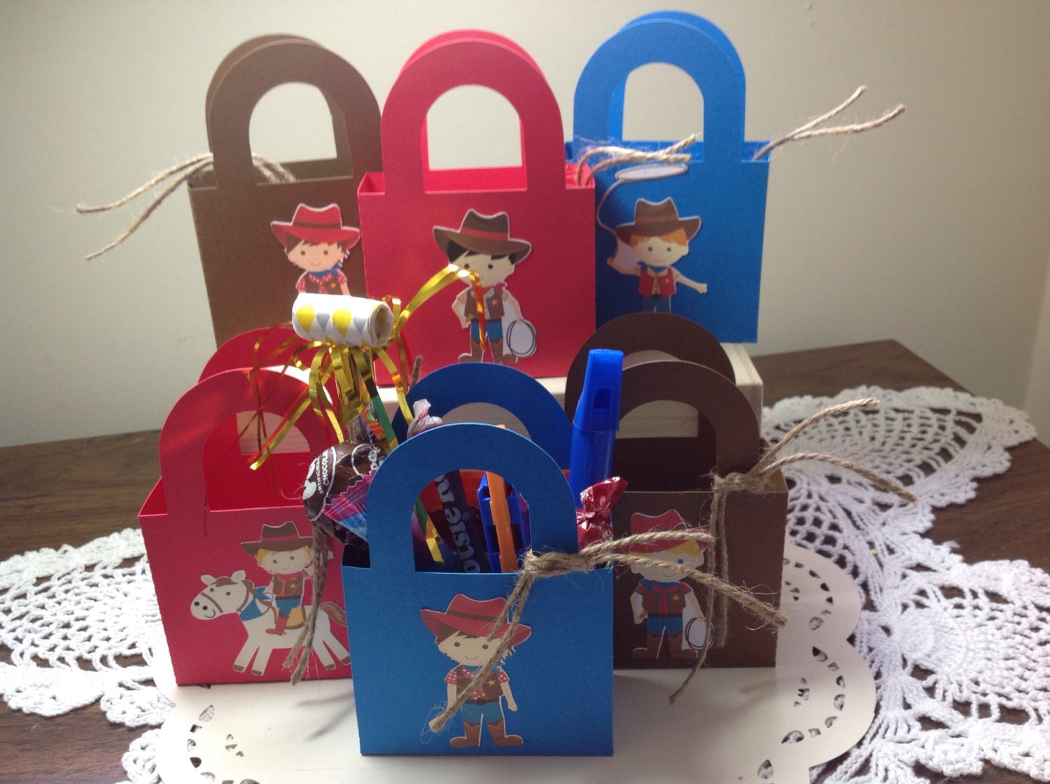 Just 6 Cowboy Party Favor Treat/Candy Holders by JustScrapHappy