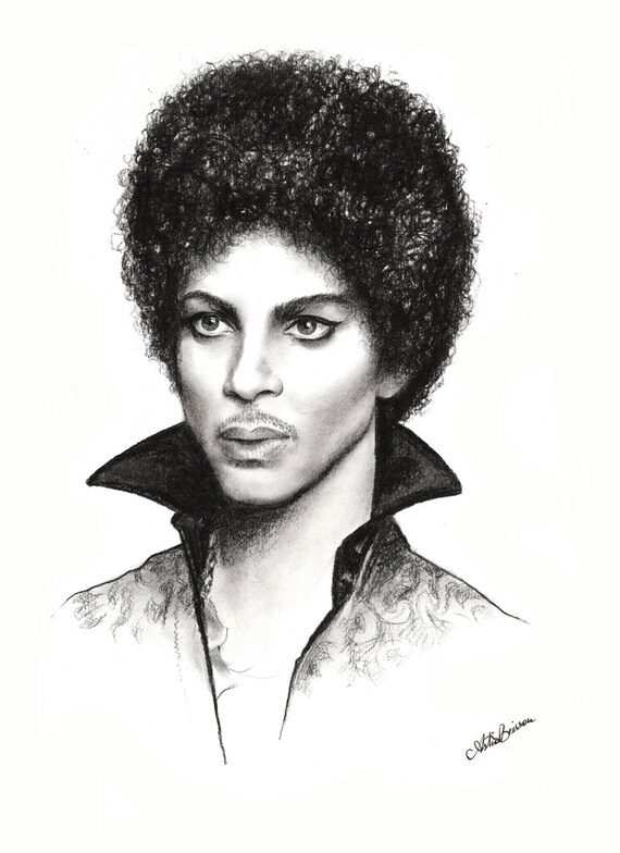 Prince Purple Rain Black and white painting illustration