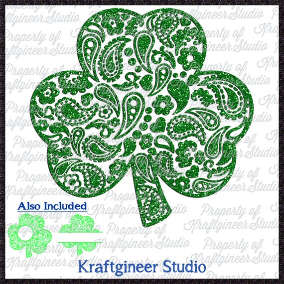 Download Paisley Shamrock SVG and DXF clover SVG Monogram Shamrock svg