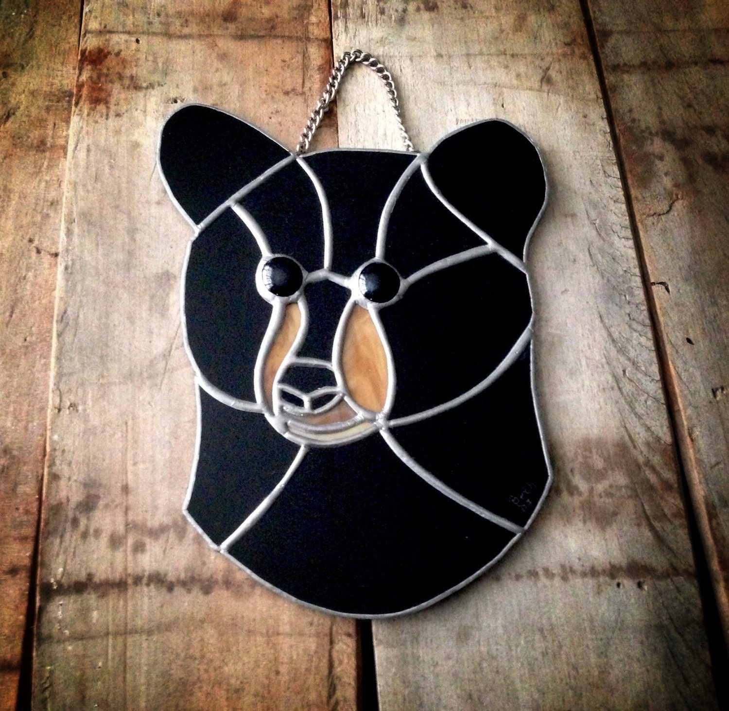 Black Bear Stained Glass Rustic Decor By SunDogArtAndGlass On Etsy