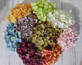 Silk Flowers-One Large Hydrangea Head- 170 Blossoms- Artificial Hydrangea for Head Piece and Wedding Decor