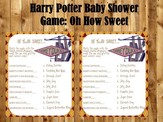 Harry Potter Baby Shower Game Oh How Sweet Baby Shower Game