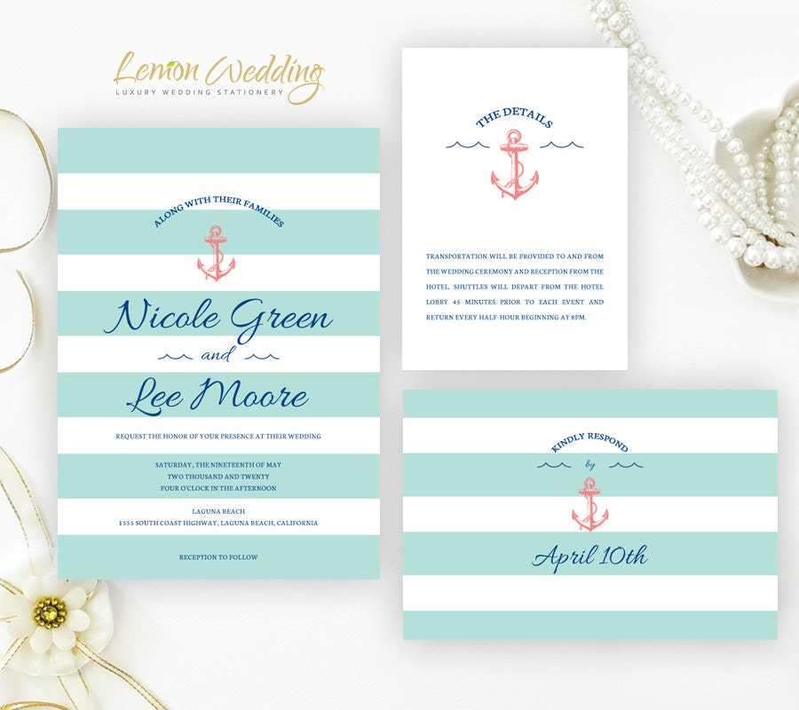 Nautical Wedding Invitation Sets 9