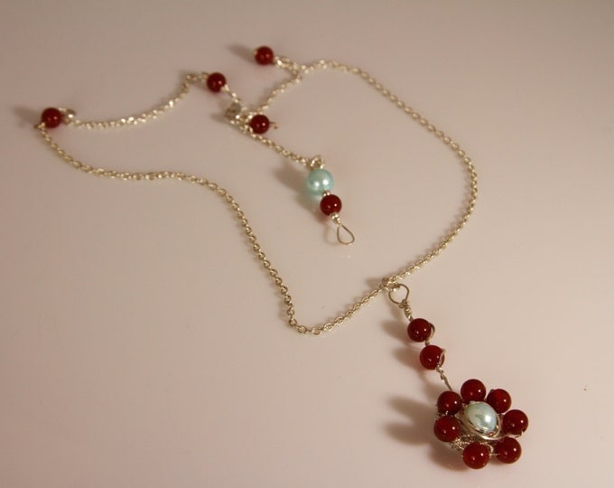 Red Agate and Silver Necklace