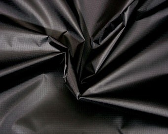 Black nylon ripstop fabric by the metre lightweight waterproof