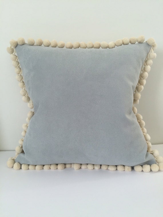 Light blue pillow cover baby blue pillow cover pom pom